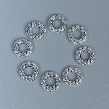 Bead findings, silver-tone metal color, 8×2 mm, hole ~3.5 mm, packaging 38 pcs