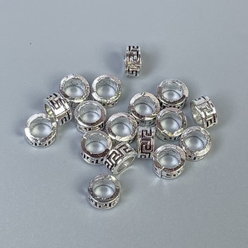Bead insert findings, silver metal color, 6x3 mm with hole, hole diameter about 4 mm, packaging 20 g (~80 pcs)