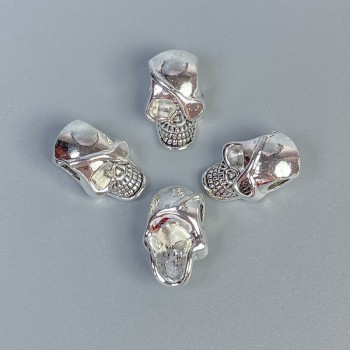 Bead insert Skull, silver metal color, 12×19×9 mm, hole diameter 4 mm, packaging 20 g (~5 pcs)