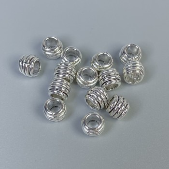 Bead insert findings, metal color silver, diameter 6x7 mm +/- hole, hole diameter 4 mm +/- packaging 20 g (~24 pcs)