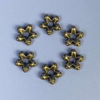 Bronze bead insert finding, bronze metal color, 11×4 mm, hole 3 mm, pack of 20