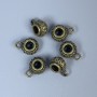 Bronze-colored bail findings, bronze metal color, dimensions 12×8×6 mm ±; hole diameters 4 mm ± and 2 mm ±; packaging 20 g (~18 pcs)
