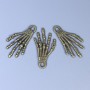 Skeleton Hand Pendant Hardware, Bronze Color, Dimensions 35x19x2 mm, Hole Diameter 3 mm, Packaging 20 g (~9 pcs)
