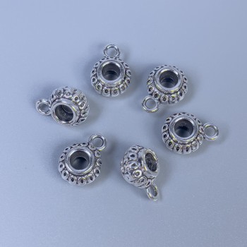 Silver Bail Hardware, metal color: Silver, dimensions 11x8x6 mm ±, hole diameters 3.5 mm ± and 2 mm ±, packaging 20 g (≈18 pcs).