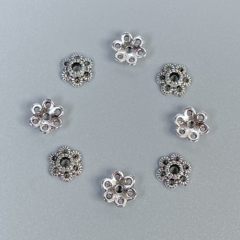 Bead Cap for Beads, Silver Color, 6x0.8 mm, Hole Diameter 1.5 mm +/-, Packaging 20 g (~195 pcs)