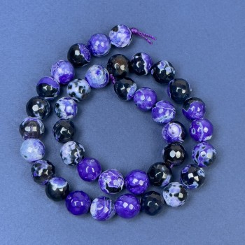 Agate Beads on Thread — Faceted Ball, 10mm Diameter (+/-), Length 37cm