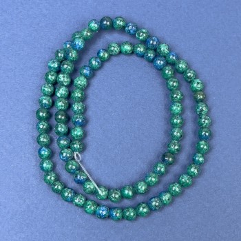 Azurite beads on thread, smooth 5mm bead, length 38 cm ±