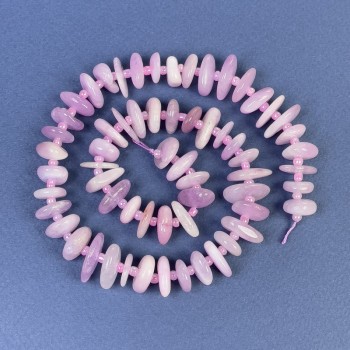 Kunzite Beads - Chips 12-16×2-5 mm +/- on Thread with Seed Beads, Length 40 cm