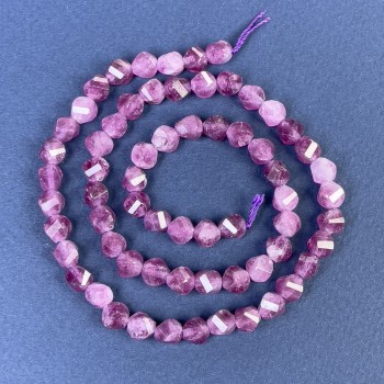Tourmaline Beads, Faceted Diamond Shape 5x6mm +/- on Thread, Length 39cm+
