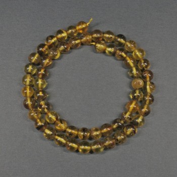 Amber beads, smooth ball 6mm on thread, length 39cm+