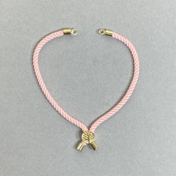 Textile bracelet base, pink color with gold-tone metal insert, textile diameter 5.5 mm, metal diameter 8 mm, length 10.5 cm