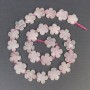 Beads of rose quartz natural stone flower-shaped, diameter 15×6 mm ± hole, hole diameter approx. 1 mm ± seed beads, diameter 3 mm, length 41 cm+