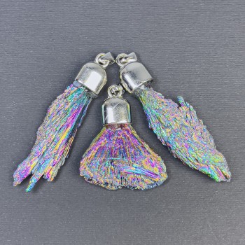 Rainbow Kyanite Pendant, Galvanic Finish, Natural Unpolished, Assorted Diameters 70x30x12-53x20x8mm+