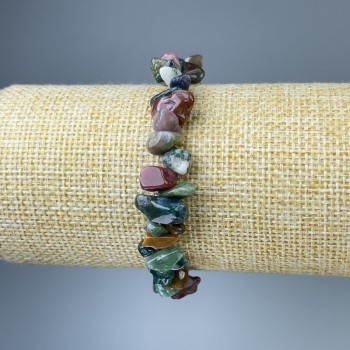 Green Jasper Chip Bracelet, 6-8 mm diameter, 18 cm length, stretch