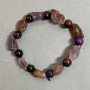 Bracelet with raw amethyst stone, 15x10mm +-, 'Cat's Eye' bead 8mm +-, 18 cm stretch