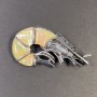 Brooch-Pendant Crab with Mother-of-Pearl, Silver-Colored Metal 52x27mm+