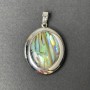 Halite oval pendant in silver-toned metal, 32x25 mm ± for storing a photo