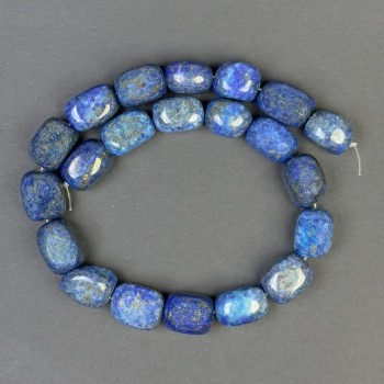 Faceted lapis lazuli beads 18x13 mm on beading wire, 38 cm long