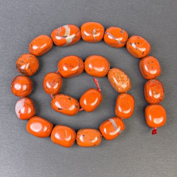 Red Jasper Faceted Beads 18x13 mm on thread, length 38 cm ±
