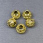 Bead-insert findings, gold-tone, 9×11 mm bead with 5 mm hole, pack of 5 pieces