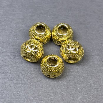 Bead insert findings, gold-tone, diameter 9×11 mm ± hole, diameter 5 mm ± pack of 5