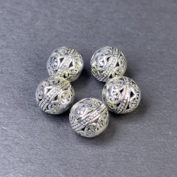 Bead finding insert, silver metal color, 10x10 mm diameter, hole diameter approx. 5 mm, diameter 2.5 mm ±, packaging 5 pcs