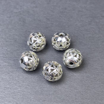 Bead-insert hardware, silver-tone metal color, 10x10 mm diameter, 5 mm ± hole, 2 mm ± diameter, packaging 5 pcs
