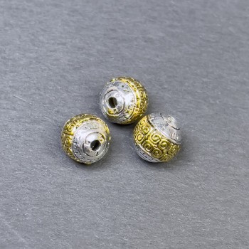 Bead Insert Findings in Silver- and Gold-Toned Metal, 8x8 mm diameter, 1.5 mm hole, packaging 3 pcs