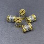 Bead insert, silver-gold metallic color, 12x8.5 mm diameter, hole about 2 mm, price per piece