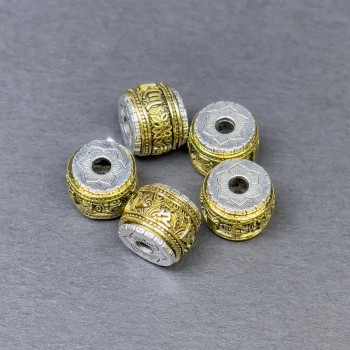 Bead insert findings in silver-tone and gold-tone metal, 11 x 8.5 mm, hole diameter ~3 mm