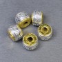 Bead-insert findings in silvery-gold color, 8x11.5 mm, hole diameter 4 mm ±, price per piece