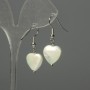 Heart-shaped Earrings with Mother-of-Pearl, 12mm Heart Diameter, 30mm Length
