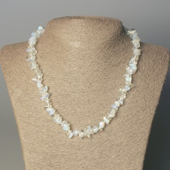 Moonstone Chip Necklace, 10×5 mm diameter, 45 mm length, with clasp