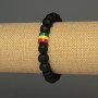 Bracelet with wooden beads, 10 mm diameter, acrylic insert 9x8 mm, 18 cm length, stretch