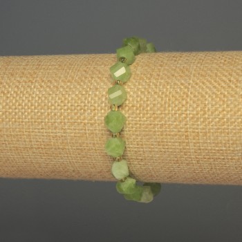 Stretch Bracelet with Peridot (Olivine) - Faceted Diamond-Shaped Beads