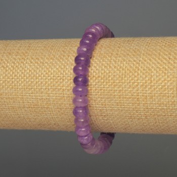 Bracelet Lavender Amethyst Rondelle, 8x5 mm diameter, 18 cm length, stretch