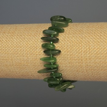 Jadeite chip bracelet 'Chip Needle' with beads, 12-20×3-5 mm, 18 cm length +/- elastic