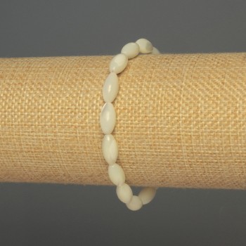 Mother-of-Pearl Bead Bracelet, bead size 12x6 mm, length 18 cm, stretch