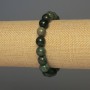 Green Jasper Bracelet with Smooth Beads, 12 mm Diameter, 18 cm Length, Stretch