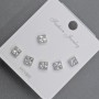 5mm+ Silver-Tone Metal Stud Earrings with White Crystals