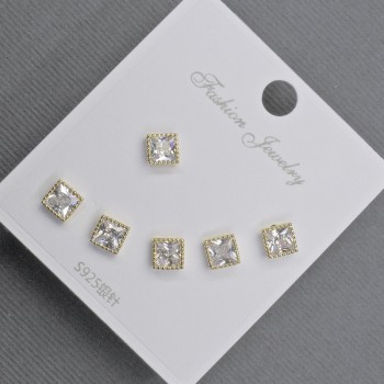 Stud Earrings with White Crystals