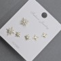 Stud Earrings, 10-6 mm, gold-tone metal with white rhinestones