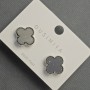 Stud Earrings Clover 14mm ± Black, Silvertone Metal