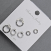 Stud Earrings in Silver-Tone Metal with White Crystals