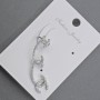 Cafe Earring for the Earlobe, Silver-Tone Metal, 10x42mm ± White Crystals
