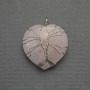 Heart Pendant with Rose Quartz in a Silver-Plated Weave, diameter 30x30 mm ±, length 37 mm ±