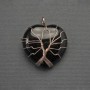 Heart pendant with agate in a golden weave, diameter 30x30 mm, length 37 mm