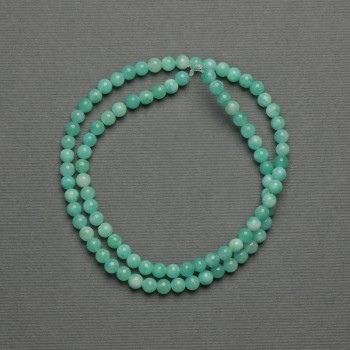 Amazonite Beads Smooth Sphere, Diameter 4mm ± on a Beading Thread, Length 38cm+