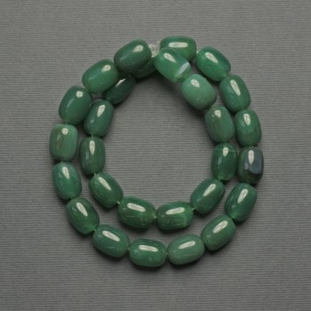 Green Agate Barrel Beads, 14×10 mm, on Thread, Length 39 cm+