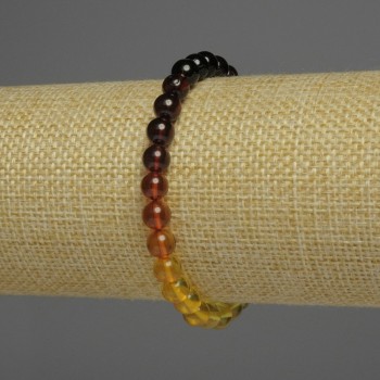 Amber Gradient Bracelet, Smooth Bead, 6 mm Diameter, 18 cm Length, Stretch